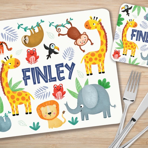 Personalised Children's Placemat Coaster and Mug Set. Etsy UK