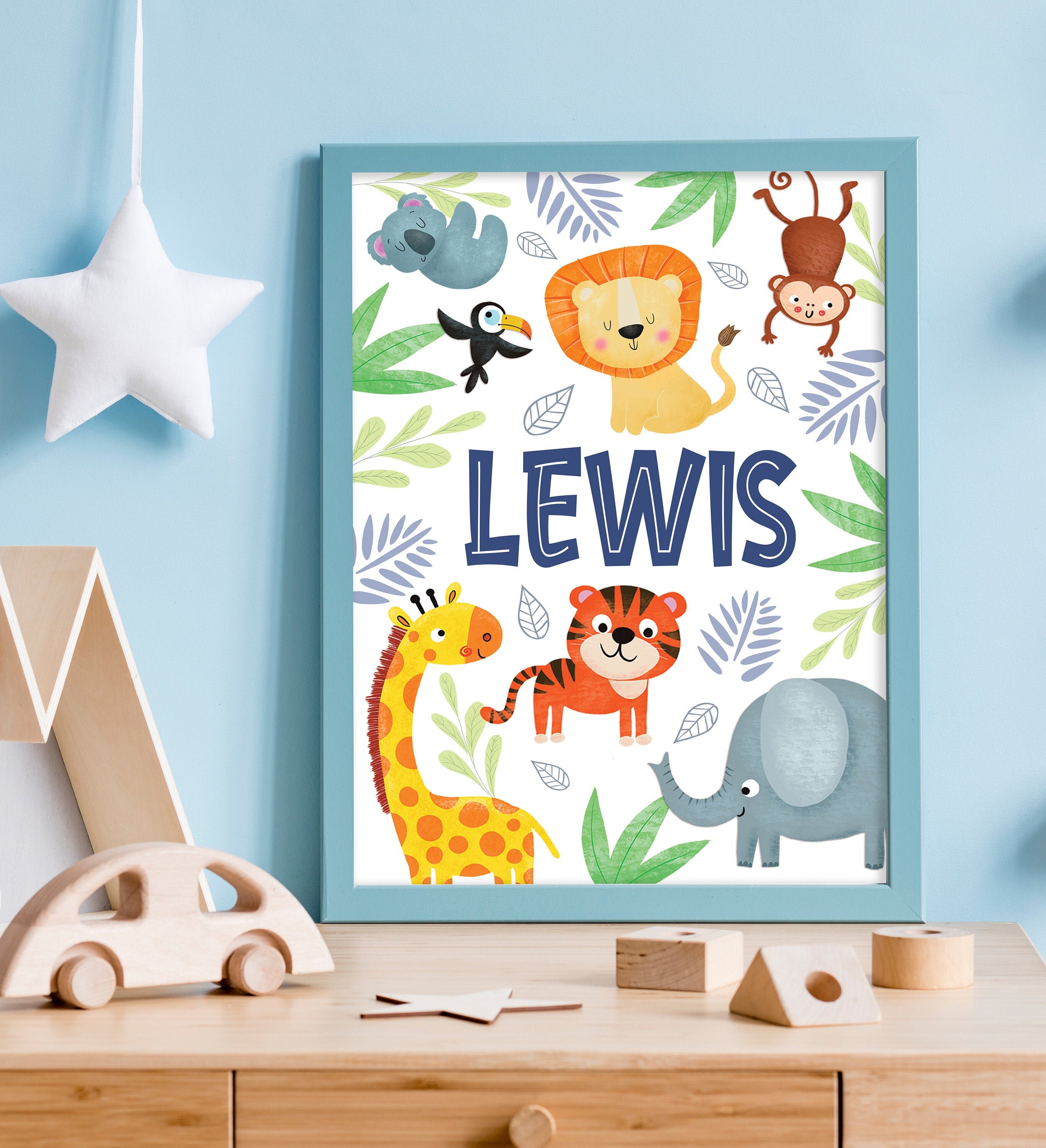 Personalised JUNGLE NAME Print Kids Bedroom Art Nursery Etsy Australia