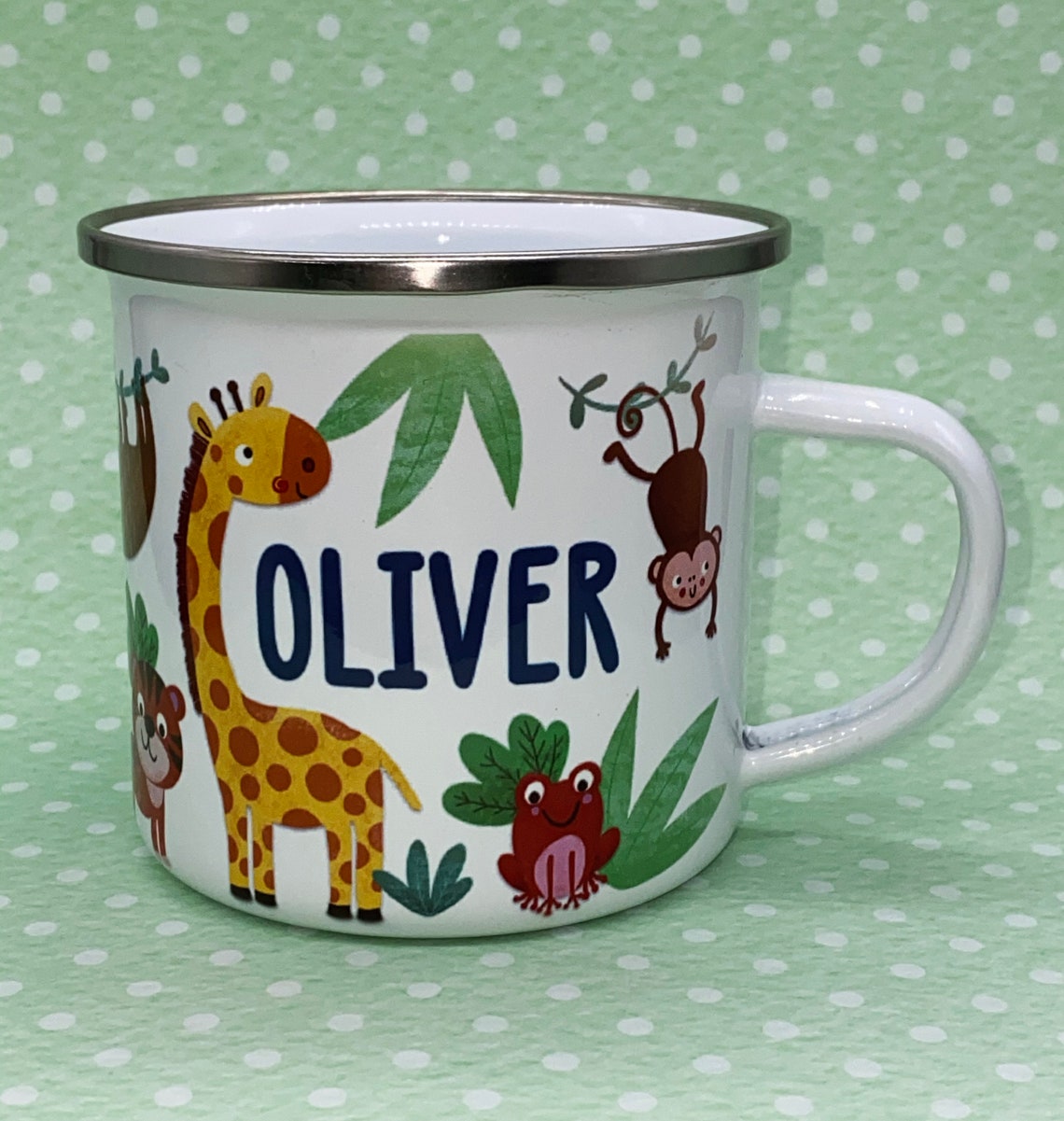 Personalised Jungle Safari Enamel Mug Personalised Kids Mug Etsy