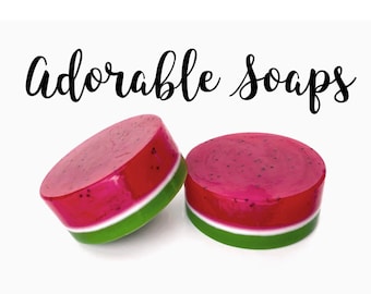 Watermelon Soap Favor for Summer Party: Birthday, Wedding, Bridal Shower, Baby Shower - Unique Handmade and Detergent Free Gifts for Guests