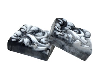 Activated Charcoal Soap Gift for Men: Him, Dad, Husband or Male Friend - Handcrafted, Detergent Free Black and White Soap Present