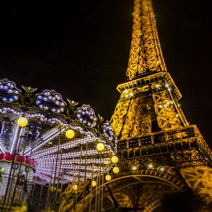 Carousel Eiffel Tower Paris France Download Printable Art Poster