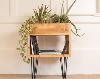Reclaimed Wood Indoor Planter with Hairpin Legs - Handmade Storage Unit