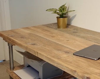 Industrial Scaffold Desk with Shelf+Wheels,Choice Of Sizes+Colours