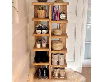 Wooden Stacking Display Rack, Reclaimed Boards, Customisable Finish