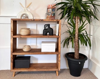 Reclaimed Solid Wood Bookshelf Display Unit with Turned Legs