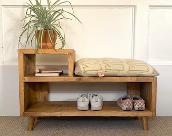 Wooden Hallway Seating, Reclaimed Boards with Turned Legs and a Customisable Finish