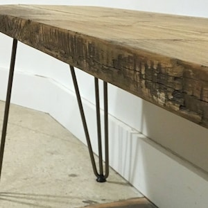 Reclaimed Wood Bench With Black Hairpins, Choice Of Sizes+Colours