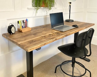 Height Adjustable Sit-Stand Desk with Reclaimed Wooden Top, CUSTOMISABLE