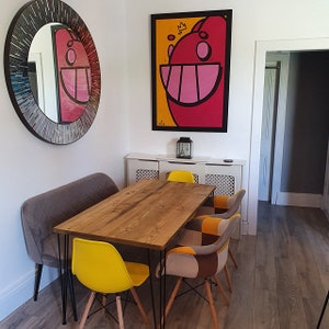 Återvunnet matbord med svarta hårnålar, valfria storlekar + färger, handgjort i London bild 8