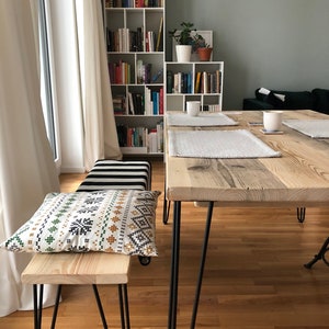 Återvunnet matbord med svarta hårnålar, valfria storlekar + färger, handgjort i London bild 3