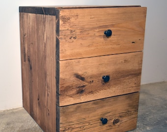 Reclaimed 3-Drawer Unit / Pedestal Solid Wood- Office Desk Storage