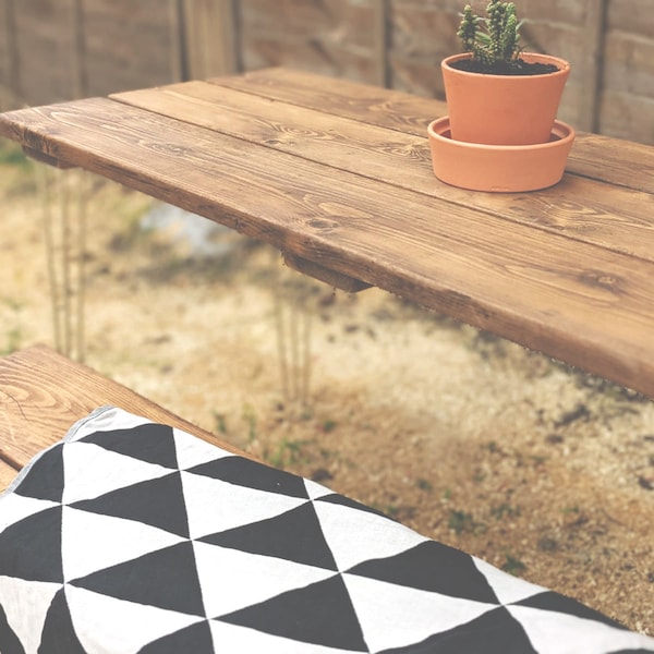 Reclaimed Garden Table With Galvanised Hairpins,Choice Of Sizes+Colours