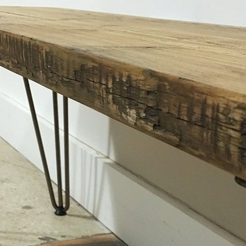 Reclaimed Wood Bench With Black Hairpins, Choice Of Sizes+Colours