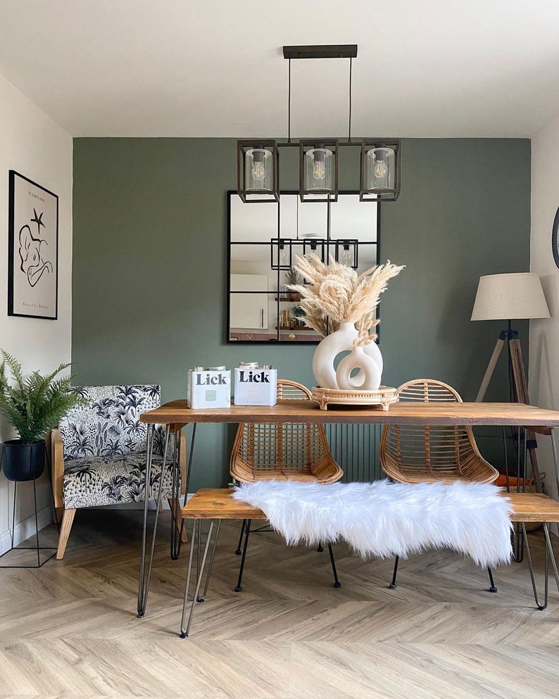 Återvunnet matbord med svarta hårnålar, valfria storlekar + färger, handgjort i London bild 2