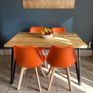 Reclaimed Dining Table With 2-Rod Black Hairpin Box Legs, Customisable Sizes and Finishes image 3