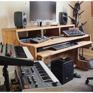 Luna Musician's Studio Desk/ 3 Tier Workstation With Monitor Stand ...