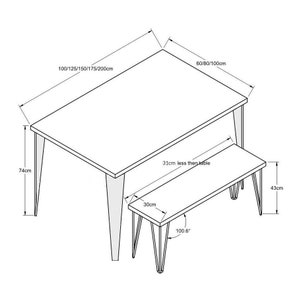 Reclaimed Dining Table With 2-Rod Black Hairpin Box Legs, Customisable Sizes and Finishes image 5