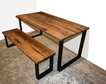 Reclaimed Dining Table With Box Steel Legs,Choice Of Sizes+Colours