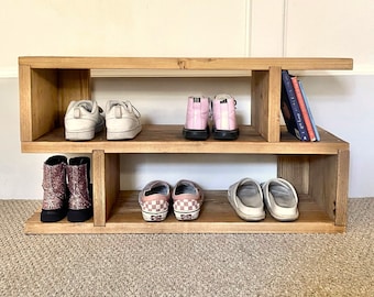 Wooden Shoe Rack, Reclaimed Boards, Customisable Finish