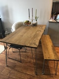 Reclaimed Dining Table With Black Hairpins, Choice Of Sizes+Colours, Handmade in London