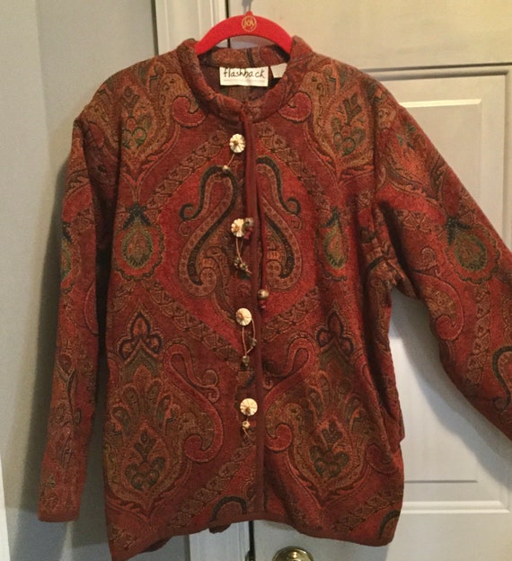 Vintage Flashback, Women M Orange Boho Paisley Ta