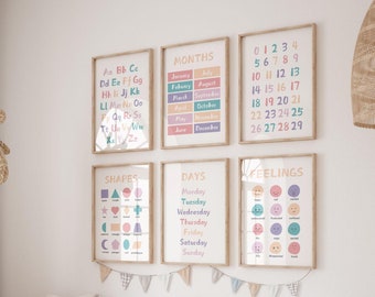 Educational Nursery Prints: ABC, Numbers, Shapes (Digital Download)