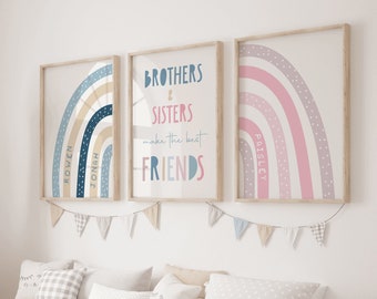 Brother and Sister Make Best Friends Prints, Sibling Prints, Shared Bedroom, Big Sis Lil Bro, Big Bro Lil Sis, Girls Bedroom, Boys Bedroom