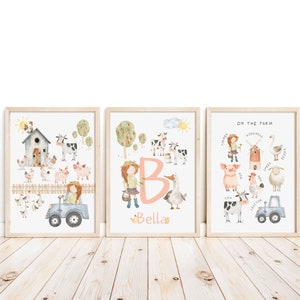 Bauernhof Kinderzimmer Drucke, Bauernhof Tiere Dekor, Kinder Drucke, Bauernhof Kindergarten Drucke, Bauernhof Tiere Druck, Bauernmädchen, Bauernhof Kunst, Wandset