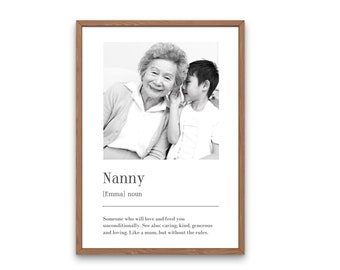 Personalized Nanny Definition Print: Photo Gift for Grandma