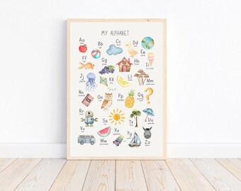 My Alphabet Print, Alphabet Poster, ABC Print, Nursery Art, Kids Gift Idea, Learning, Education Prints, Children's Bedroom Art,