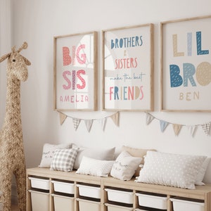 Brother and Sister Make Best Friends Prints, Sibling Prints, Shared Bedroom, Big Sis Lil Bro, Big Bro Lil Sis, Girls Bedroom, Boys Bedroom