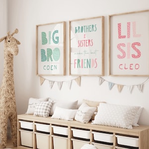 Brother and Sister Make Best Friends Prints, Sibling Prints, Shared Bedroom, Big Sis Lil Bro, Big Bro Lil Sis, Girls Bedroom, Boys Bedroom