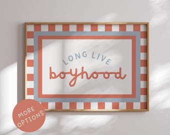 Boys Room Poster, Long Live Boyhood Print, Shared Kids Bedroom, Playroom Decor, Boy Nursery