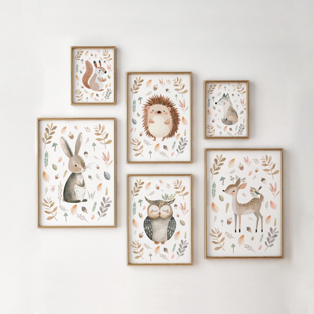 Woodland Animals Nursery Prints Mix & Match, Baby Room Wall Art for ...