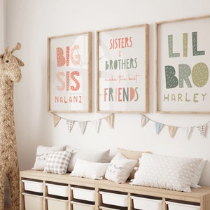 Brother and Sister Make Best Friends Prints, Sibling Prints, Shared Bedroom, Big Sis Lil Bro, Big Bro Lil Sis, Girls Bedroom, Boys Bedroom
