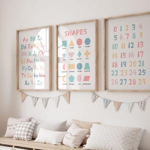 Edukative Bild fürs Kinderzimmer: ABC, Zahlen, Formen - Scandi Decor