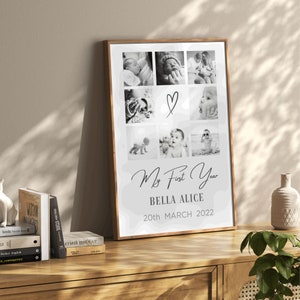 Stampa fotografica regalo personalizzata per 1 anno, arredamento della cameretta, arte della parete della cameretta, stampa personalizzata del primo anno del bambino, regalo del primo compleanno,