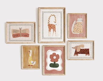 Retro Animal Nursery Prints: Mix & Match Kids Room Wall Art