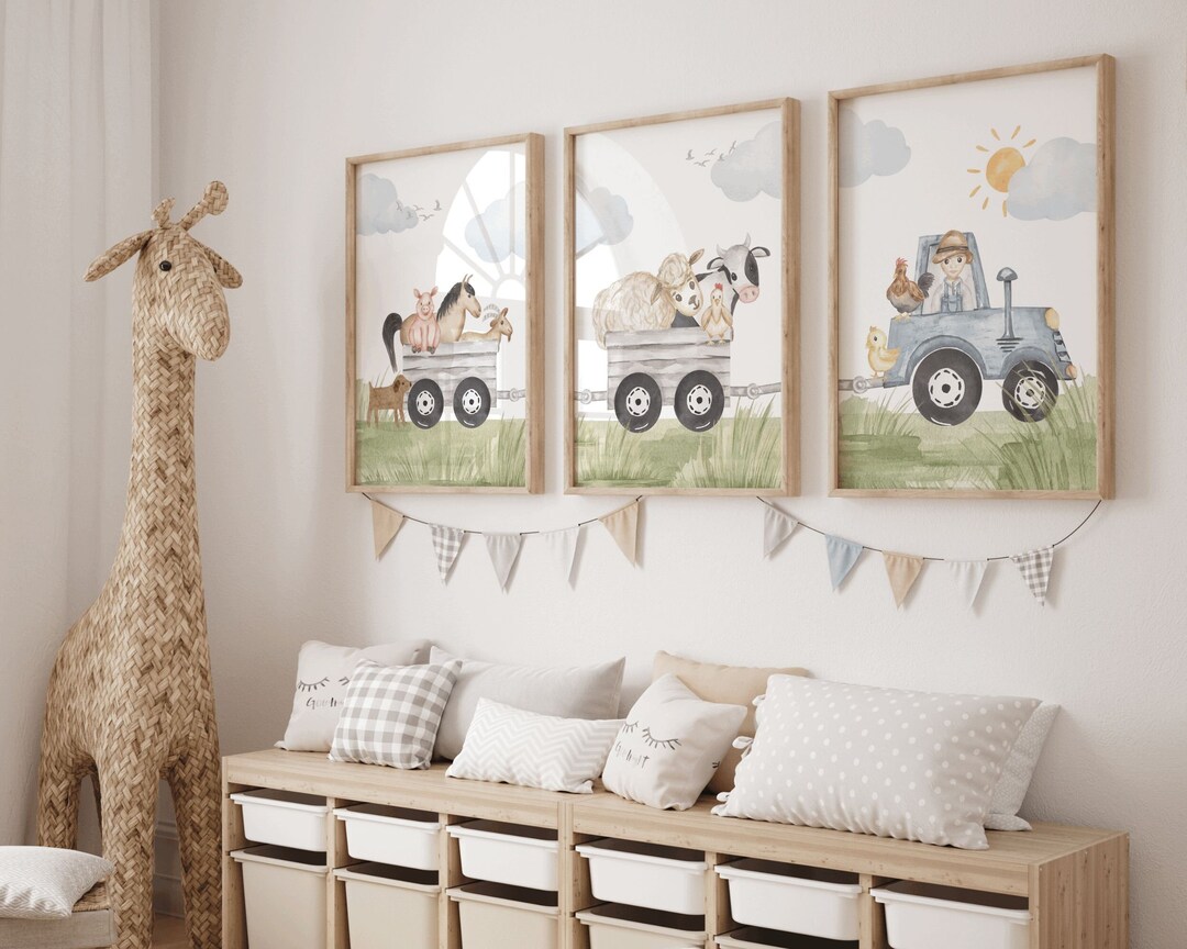Farm Nursery Prints Farm Yard Animals Decor Kids Prints Etsy