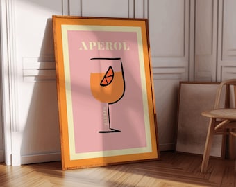 Retro Aperol Spritz Print: Stylish Bar Cart Wall Art