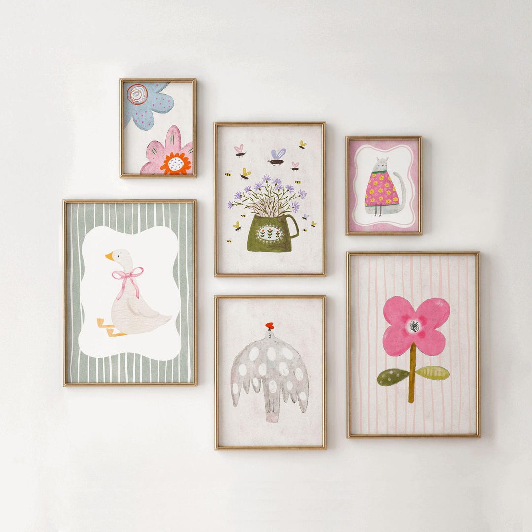Set of 6 Girls Room Decor, Boho Girls Room Decor, Baby Girl Bedroom ...