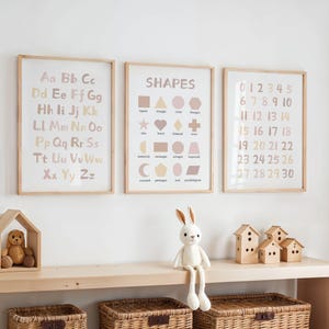 Kindergarten Poster: Alphabet, Zahlen, Formen - Scandi Decor