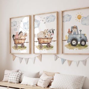 Farm Nursery Prints: Farm Animals Wall Art Set