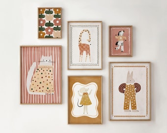 Retro Animal Prints: Mix & Match Nursery Wall Art