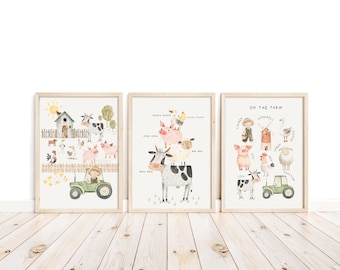 Mix & Match Farm Prints, Farm Yard, Animals Decor, Kids Prints, Nursery Prints, Farm Nursery, Farm Animals Print, Farm Alphabet Print