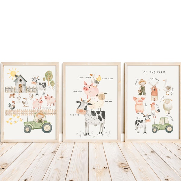 Mix & Match Farm Prints, Farm Yard, Animals Decor, Kids Prints, Nursery Prints, Farm Nursery, Farm Animals Print, Farm Alphabet Print