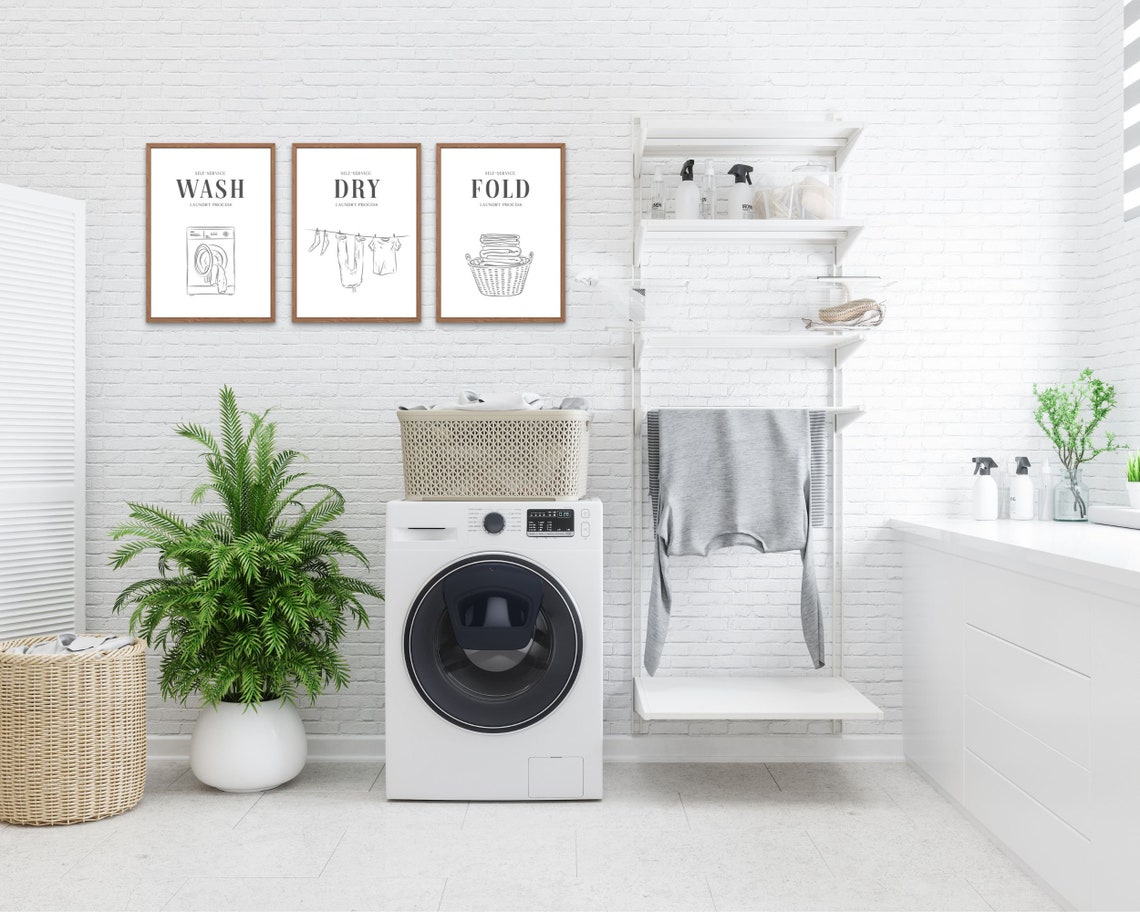 Laundry Room Art Prints: Wash, Dry, Fold - Set of 3 - Etsy