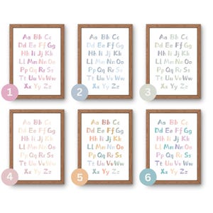 Set of 3 Educational Nursery Alphabet Prints: Numbers, Shapes Chart, ABC Poster, Playroom Decor, Wall Art for Kids image 10