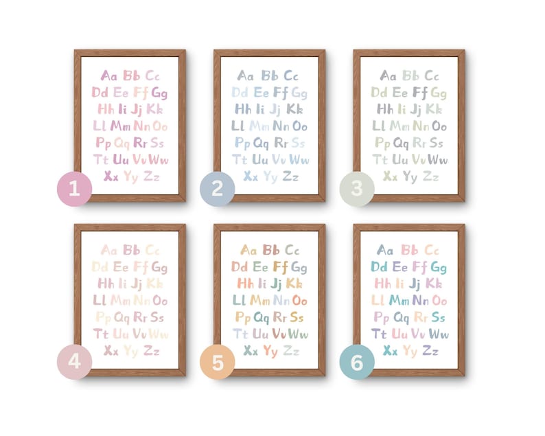 Set of 3 Educational Nursery Alphabet Prints: Numbers, Shapes Chart, ABC Poster, Playroom Decor, Wall Art for Kids image 10
